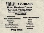 Nirvana Great Western Forum #2 - DVD menu